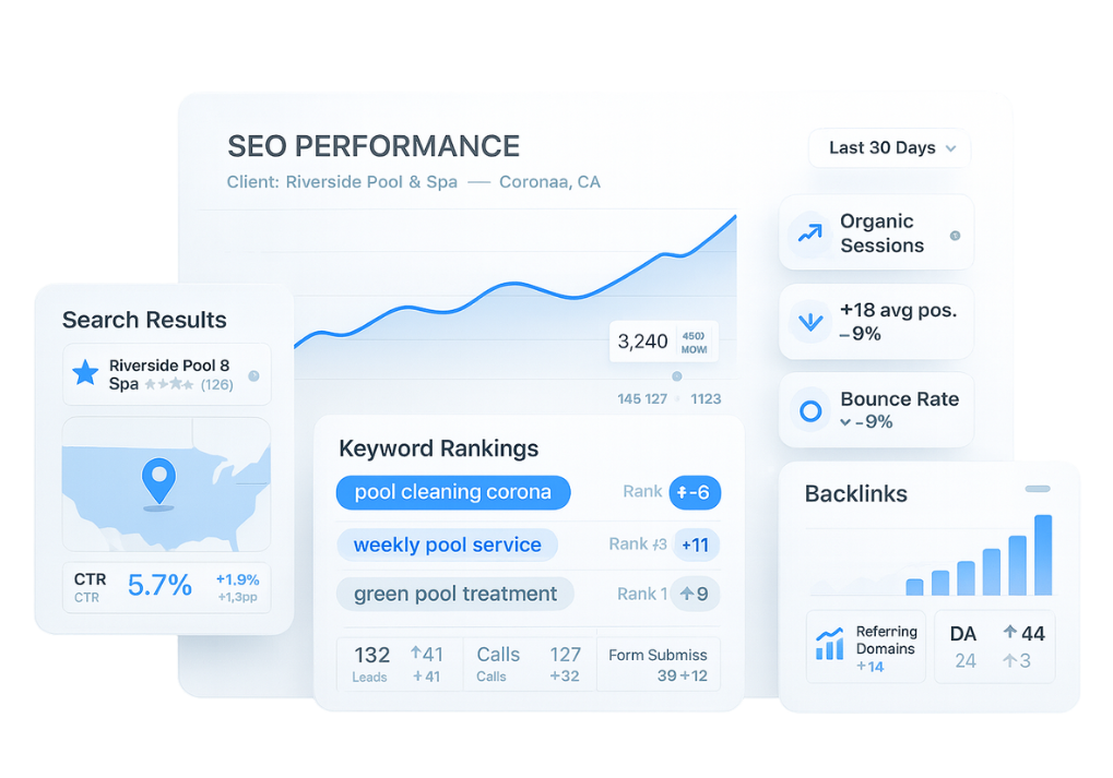SEO graphs and rankings montage